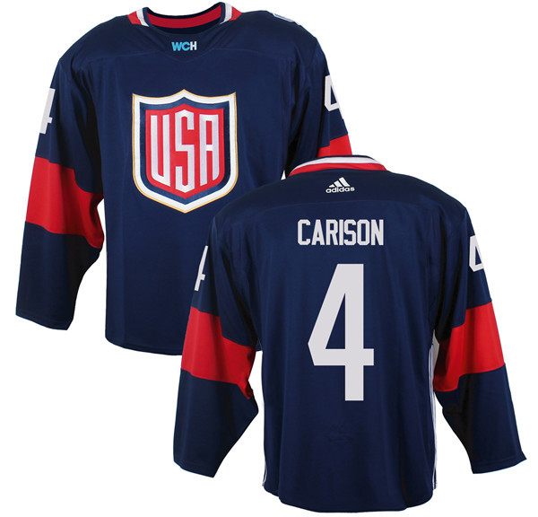 Men's Team USA #4 John Carlson Navy Blue 2016 World Cup of Hockey Game Jersey