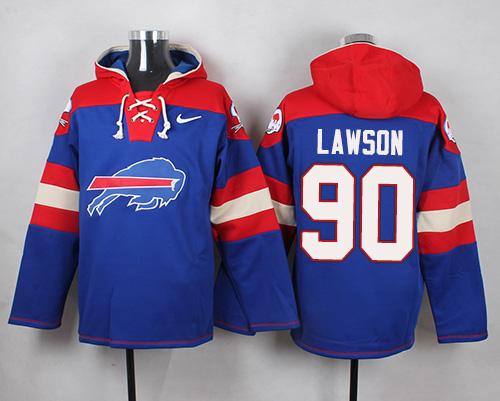 Nike Bills #90 Shaq Lawson Royal Blue Player Pullover NFL Hoodie