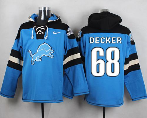 Nike Lions #68 Taylor Decker Blue Player Pullover NFL Hoodie