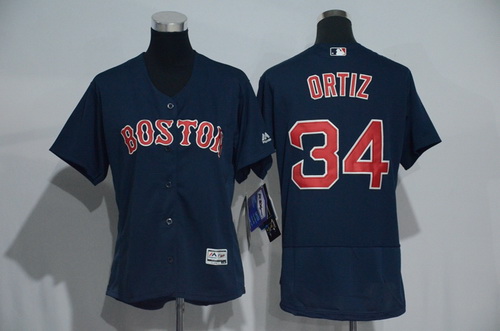 Women's Boston Red Sox #34 David Ortiz Navy Blue 2016 Flexbase Stitched Baseball Jersey