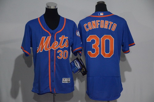 Women's New York Mets #30 Michael Conforto Blue With Orange 2016 Flexbase Stitched Baseball Jersey