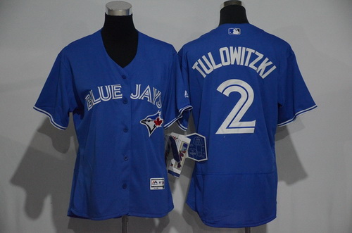 Women's Toronto Blue Jays #2 Troy Tulowitzki Royal Blue 2016 Flexbase Stitched Baseball Jersey