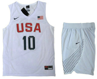 2016 Olympics Team USA Men's #10 Kyrie Irving Revolution 30 Swingman White Jersey Shorts