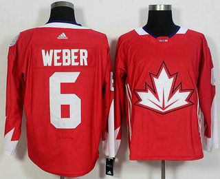 Men's Team Canada #6 Shea Weber Red 2016 World Cup of Hockey Game Jersey