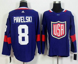 Men's Team USA #8 Joe Pavelski Navy Blue 2016 World Cup of Hockey Game Jersey