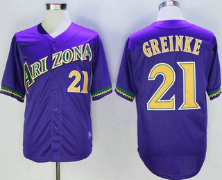 Men's Arizona Diamondbacks #21 Zack Greinke 2001 Purple Cooperstown Jersey