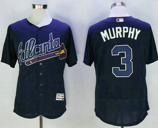 Men's Atlanta Braves #3 Dale Murphy Retired Navy Blue Road Stitched MLB 2016 Majestic Flex Base Jersey