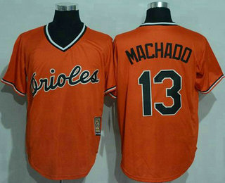 Men's Baltimore Orioles #13 Manny Machado Orange Pullover Stitched MLB Majestic Cool Base Cooperstown Collection Jersey