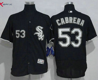 Men's Chicago White Sox #53 Melky Cabrera Black Stitched MLB 2016 Majestic Flex Base Jersey