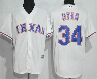 Men's Texas Rangers #34 Nolan Ryan White Stitched MLB 1986 Majestic Cool Base Cooperstown Collection Player Jersey