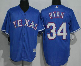 Men's Texas Rangers #34 Nolan Ryan Retired Royal Blue Stitched MLB Majestic Cool Base Jersey