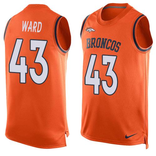 Men's Denver Broncos #43 T.J. Ward Orange Hot Pressing Player Name & Number Nike NFL Tank Top Jersey