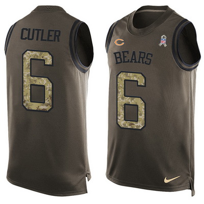 Men's Chicago Bears #6 Jay Cutler Green Salute to Service Hot Pressing Player Name & Number Nike NFL Tank Top Jersey