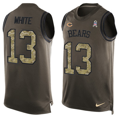 Men's Chicago Bears #13 Kevin White Green Salute to Service Hot Pressing Player Name & Number Nike NFL Tank Top Jersey