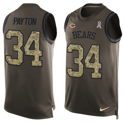 Men's Chicago Bears #34 Walter Payton Green Salute to Service Hot Pressing Player Name & Number Nike NFL Tank Top Jersey