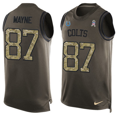 Men's Indianapolis Colts #87 Reggie Wayne Green Salute to Service Hot Pressing Player Name & Number Nike NFL Tank Top Jersey