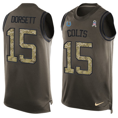 Men's Indianapolis Colts #15 Phillip Dorsett Green Salute to Service Hot Pressing Player Name & Number Nike NFL Tank Top Jersey