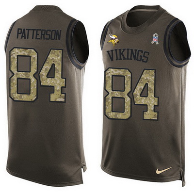 Men's Minnesota Vikings #84 Cordarrelle Patterson Green Salute to Service Hot Pressing Player Name & Number Nike NFL Tank Top Jersey