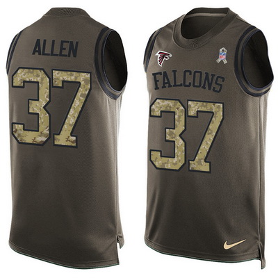 Men's Atlanta Falcons #37 Ricardo Allen Green Salute to Service Hot Pressing Player Name & Number Nike NFL Tank Top Jersey