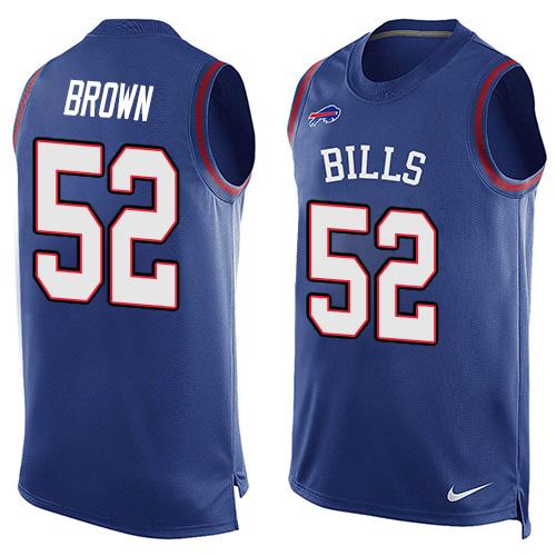 Men's Buffalo Bills #52 Preston Brown Royal Blue Hot Pressing Player Name & Number Nike NFL Tank Top Jersey