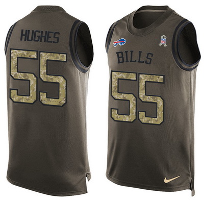 Men's Buffalo Bills #55 Jerry Hughes Green Salute to Service Hot Pressing Player Name & Number Nike NFL Tank Top Jersey