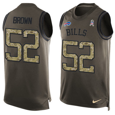 Men's Buffalo Bills #52 Preston Brown Green Salute to Service Hot Pressing Player Name & Number Nike NFL Tank Top Jersey