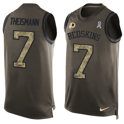 Men's Washington Redskins #7 Joe Theismann Green Salute to Service Hot Pressing Player Name & Number Nike NFL Tank Top Jersey