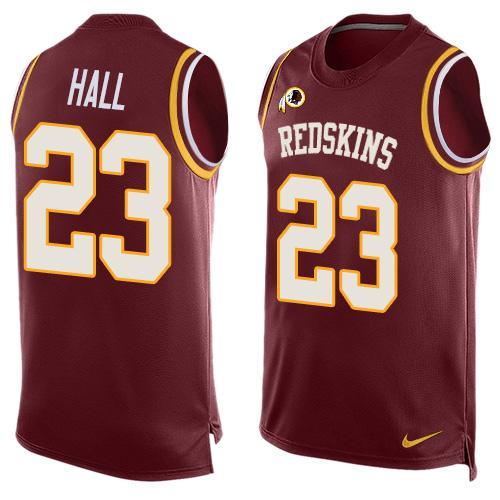 Men's Washington Redskins #23 DeAngelo Hall Burgundy Red Hot Pressing Player Name & Number Nike NFL Tank Top Jersey