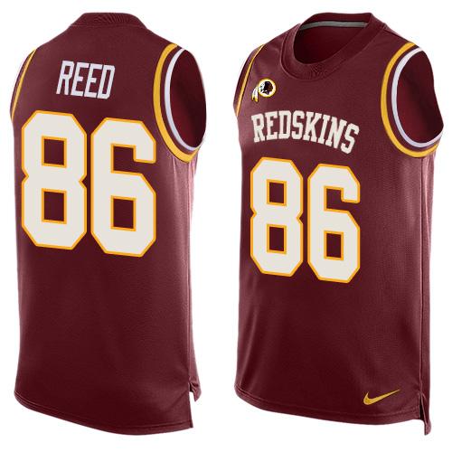 Men's Washington Redskins #86 Jordan Reed Burgundy Red Hot Pressing Player Name & Number Nike NFL Tank Top Jersey