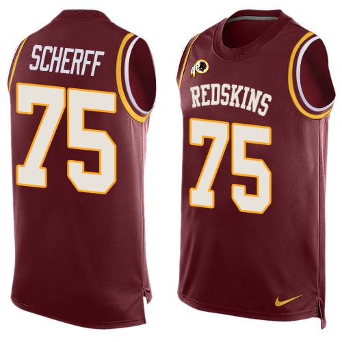 Men's Washington Redskins #75 Brandon Scherff Burgundy Red Hot Pressing Player Name & Number Nike NFL Tank Top Jersey