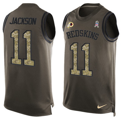 Men's Washington Redskins #11 DeSean Jackson Green Salute to Service Hot Pressing Player Name & Number Nike NFL Tank Top Jersey