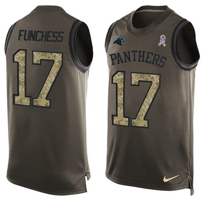 Men's Carolina Panthers #17 Devin Funchess Green Salute to Service Hot Pressing Player Name & Number Nike NFL Tank Top Jersey