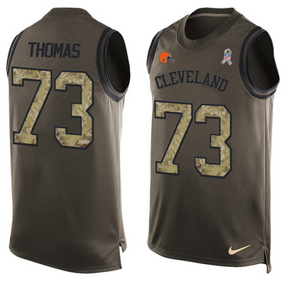 Men's Cleveland Browns #73 Joe Thomas Green Salute to Service Hot Pressing Player Name & Number Nike NFL Tank Top Jersey