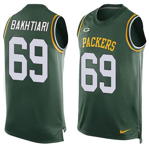 Men's Green Bay Packers #69 David Bakhtiari Green Hot Pressing Player Name & Number Nike NFL Tank Top Jersey