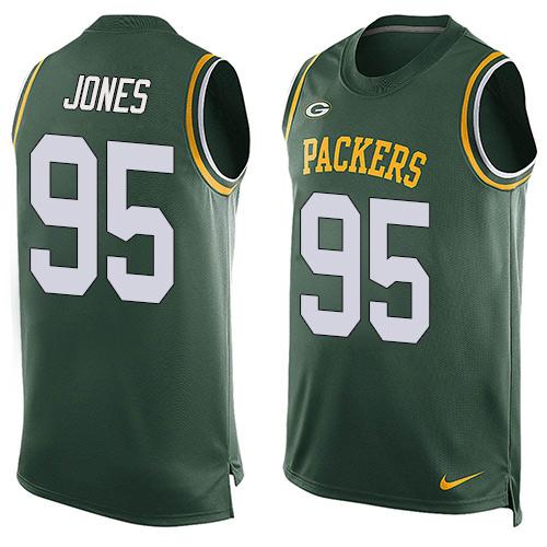 Men's Green Bay Packers #95 Datone Jones Green Hot Pressing Player Name & Number Nike NFL Tank Top Jersey