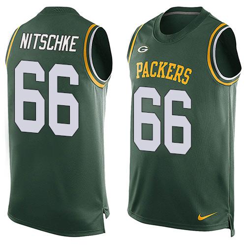 Men's Green Bay Packers #66 Ray Nitschke Green Hot Pressing Player Name & Number Nike NFL Tank Top Jersey