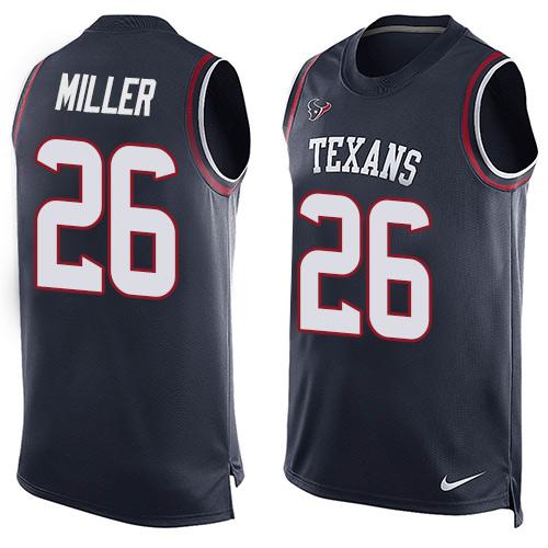 Men's Houston Texans #26 Lamar Miller Navy Blue Hot Pressing Player Name & Number Nike NFL Tank Top Jersey