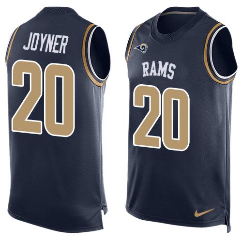 Men's Los Angeles Rams #20 Lamarcus Joyner Navy Blue Hot Pressing Player Name & Number Nike NFL Tank Top Jersey