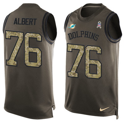 Men's Miami Dolphins #76 Branden Albert Green Salute to Service Hot Pressing Player Name & Number Nike NFL Tank Top Jersey