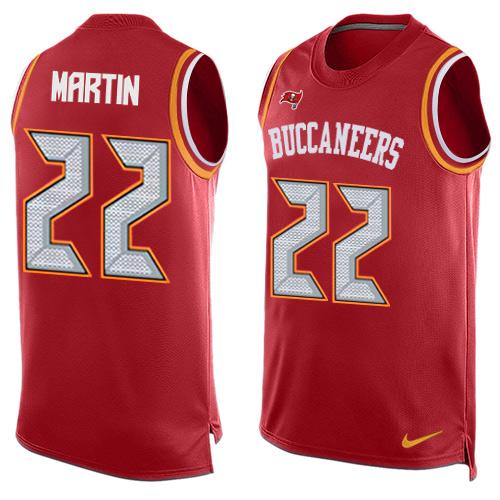 Men's Tampa Bay Buccaneers #22 Doug Martin Red Hot Pressing Player Name & Number Nike NFL Tank Top Jersey