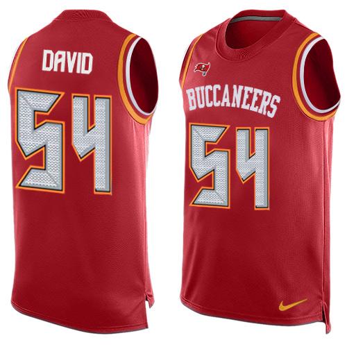 Men's Tampa Bay Buccaneers #54 Lavonte David Red Hot Pressing Player Name & Number Nike NFL Tank Top Jersey