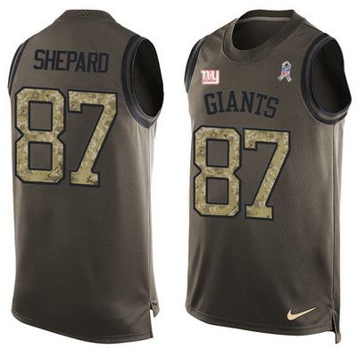 Men's New York Giants #87 Sterling Shepard Green Salute to Service Hot Pressing Player Name & Number Nike NFL Tank Top Jersey