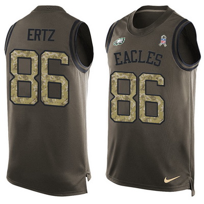 Men's Philadelphia Eagles #86 Zach Ertz Green Salute to Service Hot Pressing Player Name & Number Nike NFL Tank Top Jersey