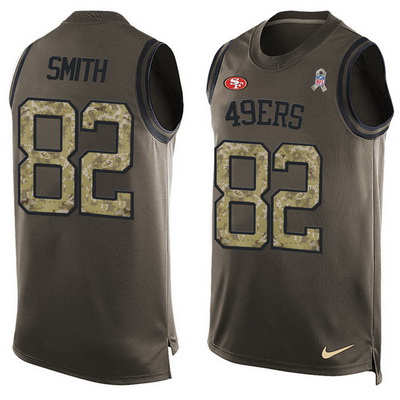 Men's San Francisco 49ers #82 Torrey Smith Green Salute to Service Hot Pressing Player Name & Number Nike NFL Tank Top Jersey