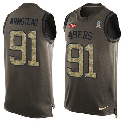 Men's San Francisco 49ers #91 Arik Armstead Green Salute to Service Hot Pressing Player Name & Number Nike NFL Tank Top Jersey