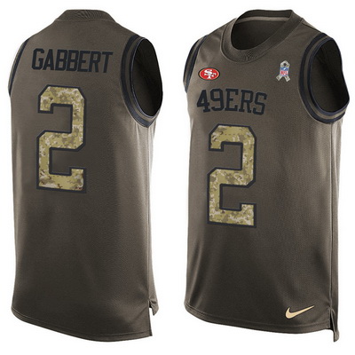 Men's San Francisco 49ers #2 Blaine Gabbert Green Salute to Service Hot Pressing Player Name & Number Nike NFL Tank Top Jersey