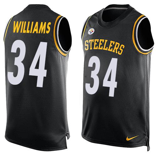 Men's Pittsburgh Steelers #34 DeAngelo Williams Black Hot Pressing Player Name & Number Nike NFL Tank Top Jersey