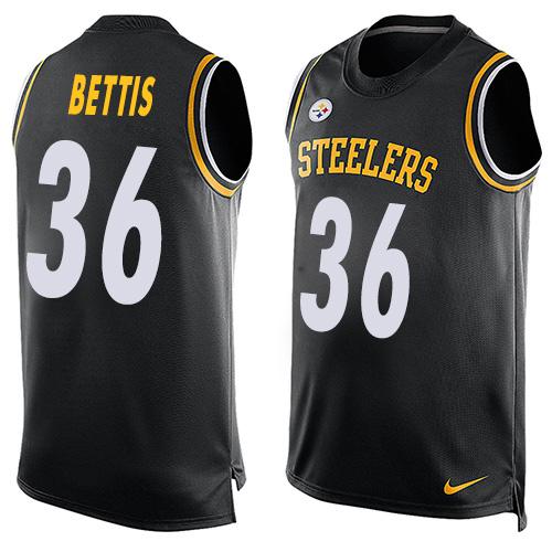 Men's Pittsburgh Steelers #36 Jerome Bettis Black Hot Pressing Player Name & Number Nike NFL Tank Top Jersey