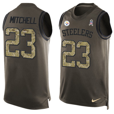 Men's Pittsburgh Steelers #23 Mike Mitchell Green Salute to Service Hot Pressing Player Name & Number Nike NFL Tank Top Jersey