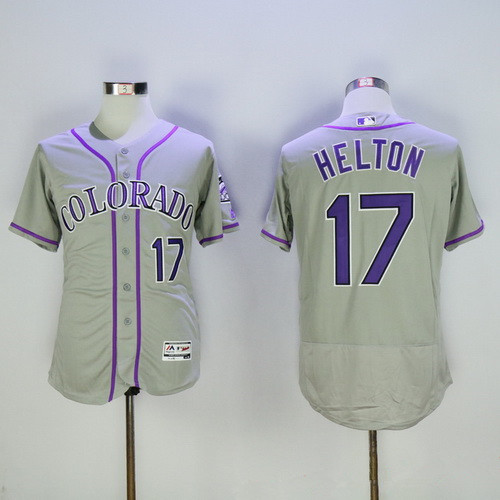 Men's Colorado Rockies #17 Todd Helton Retired Gray 2016 Flexbase Majestic Baseball Jersey